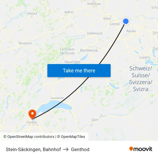 Stein-Säckingen, Bahnhof to Genthod map