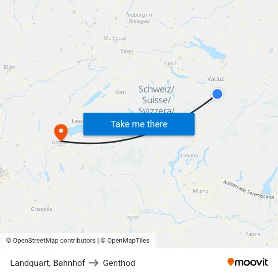 Landquart, Bahnhof to Genthod map