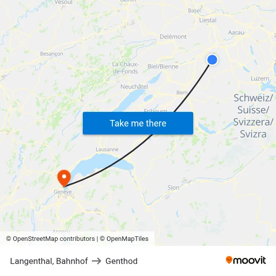 Langenthal, Bahnhof to Genthod map