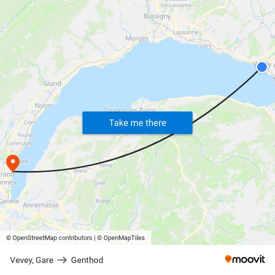 Vevey, Gare to Genthod map