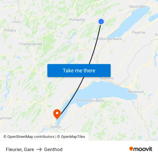 Fleurier, Gare to Genthod map