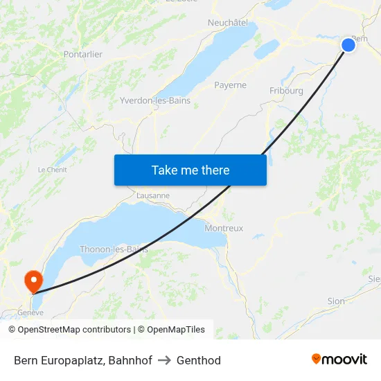 Bern Europaplatz, Bahnhof to Genthod map