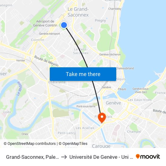 Grand-Saconnex, Palexpo to Université De Genève - Uni Mail map