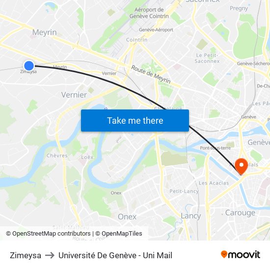 Zimeysa to Université De Genève - Uni Mail map