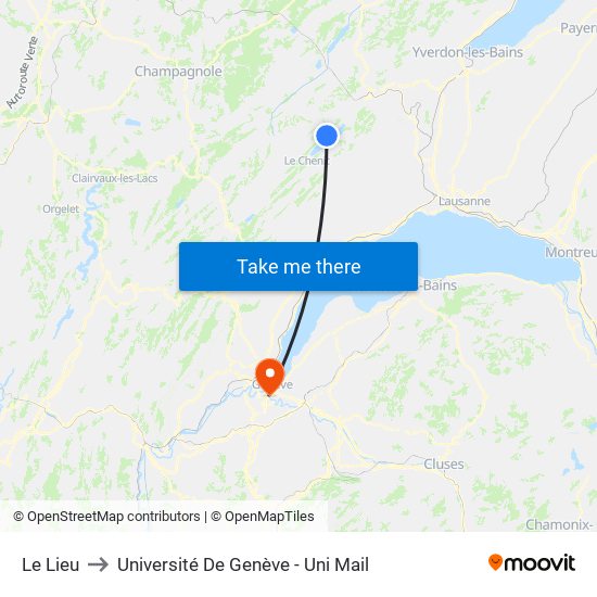 Le Lieu to Université De Genève - Uni Mail map