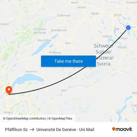 Pfäffikon Sz to Université De Genève - Uni Mail map