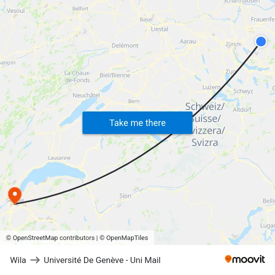Wila to Université De Genève - Uni Mail map