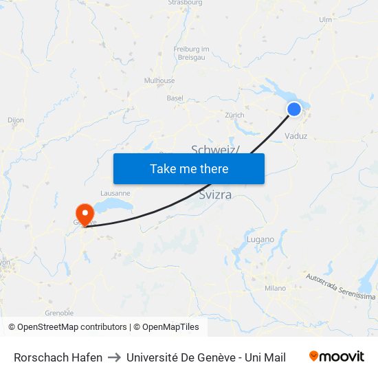 Rorschach Hafen to Université De Genève - Uni Mail map