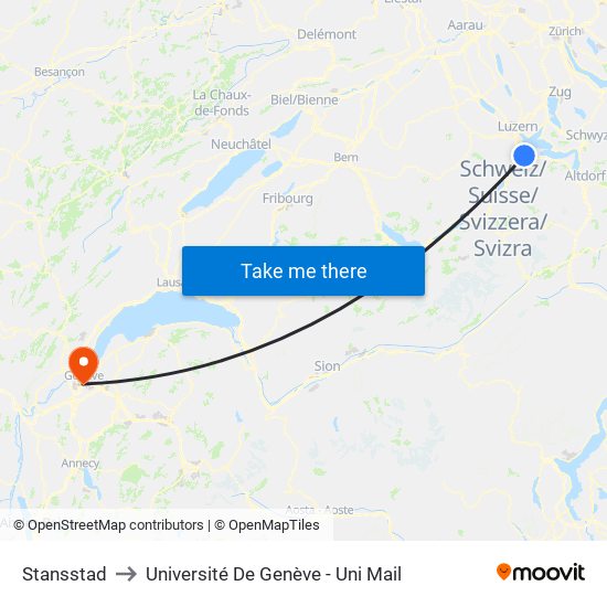 Stansstad to Université De Genève - Uni Mail map