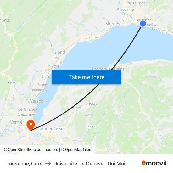 Lausanne, Gare to Université De Genève - Uni Mail map