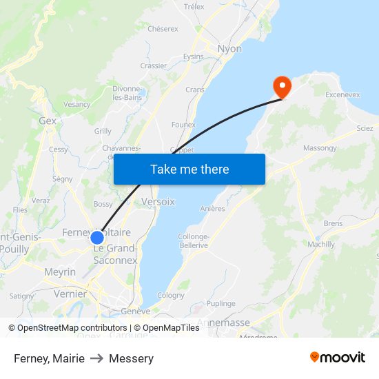 Ferney, Mairie to Messery map