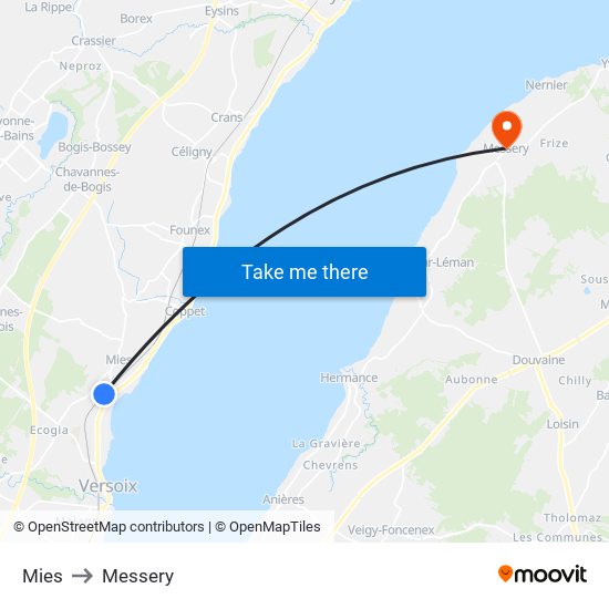 Mies to Messery map