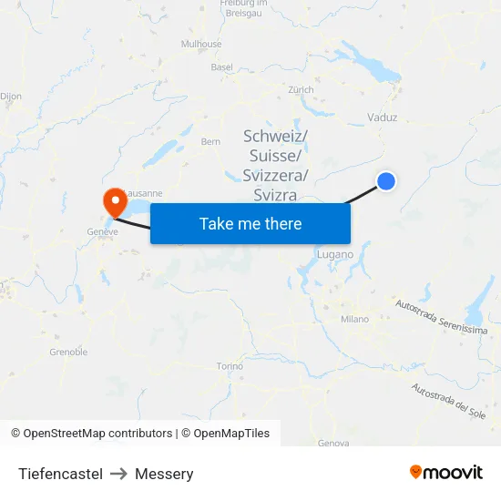 Tiefencastel to Messery map