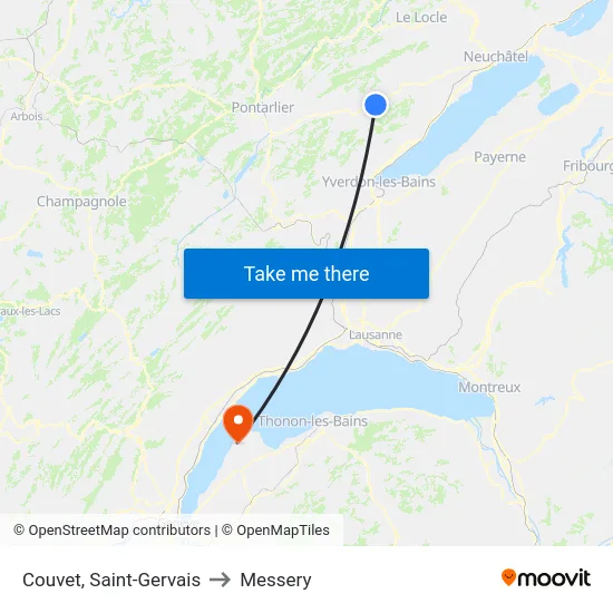 Couvet, Saint-Gervais to Messery map