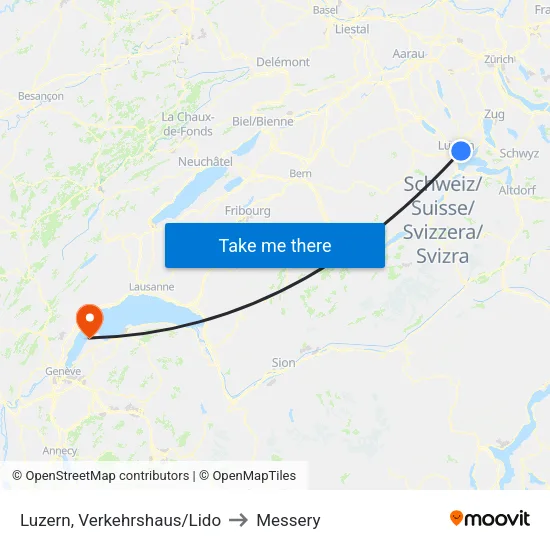 Luzern, Verkehrshaus/Lido to Messery map
