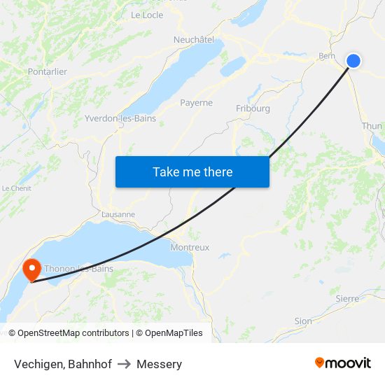 Vechigen, Bahnhof to Messery map