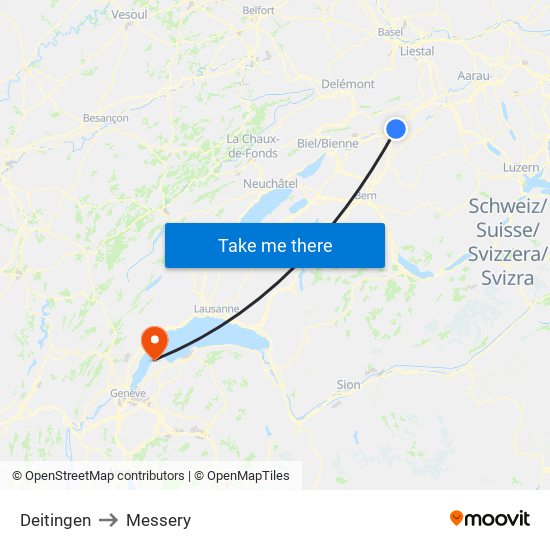 Deitingen to Messery map