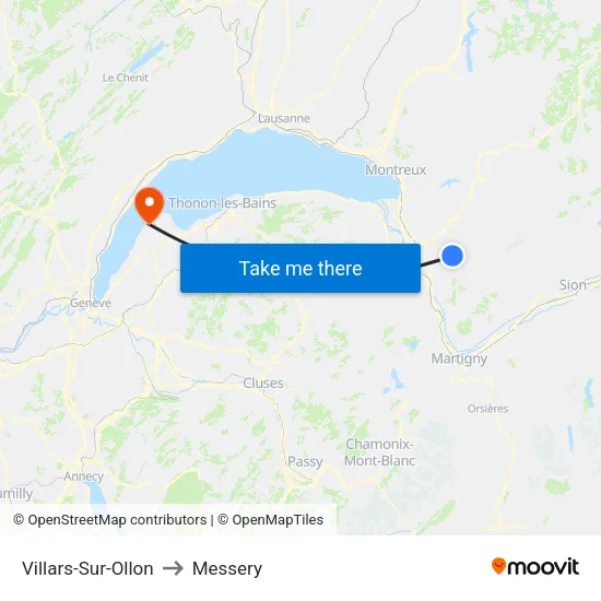 Villars-Sur-Ollon to Messery map