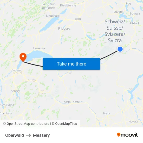 Oberwald to Messery map