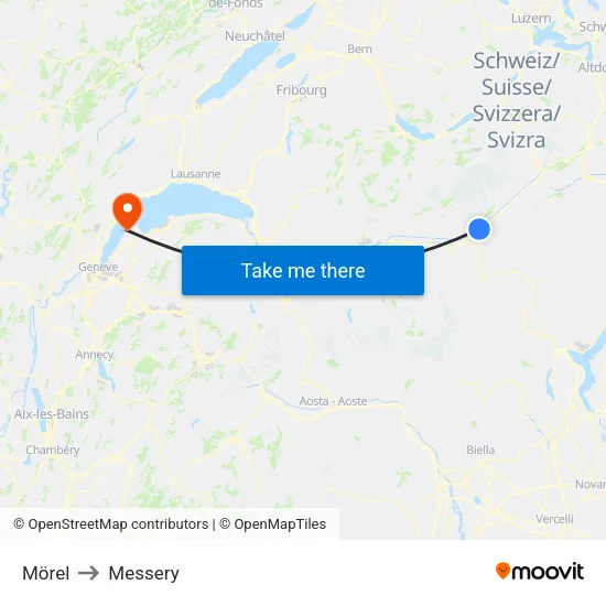 Mörel to Messery map