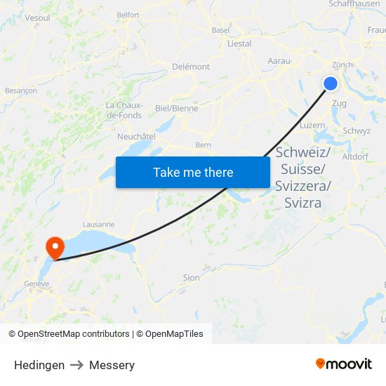 Hedingen to Messery map