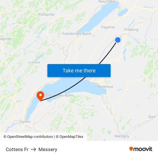 Cottens Fr to Messery map