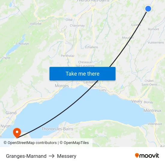 Granges-Marnand to Messery map