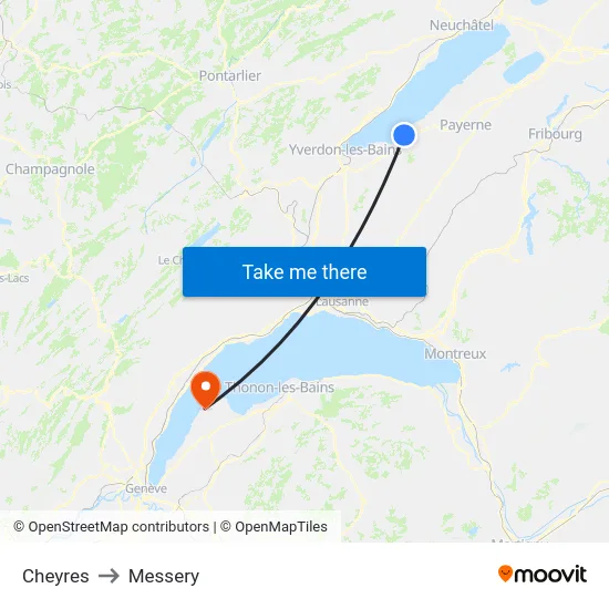 Cheyres to Messery map
