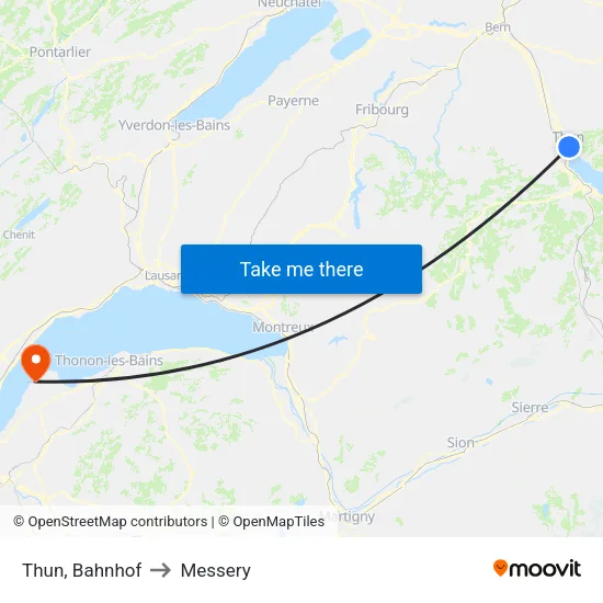 Thun, Bahnhof to Messery map