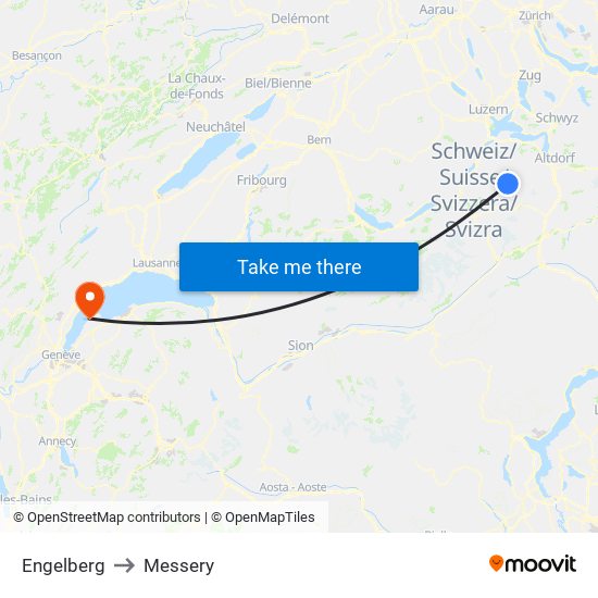 Engelberg to Messery map