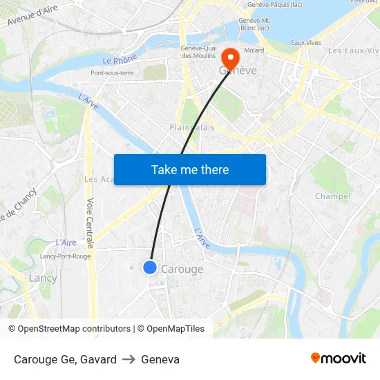 Carouge Ge, Gavard to Geneva map