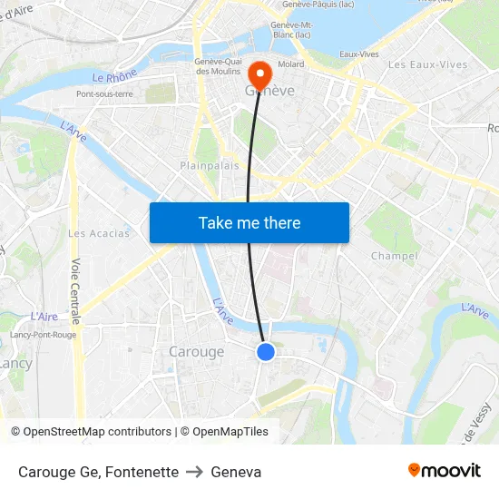 Carouge Ge, Fontenette to Geneva map