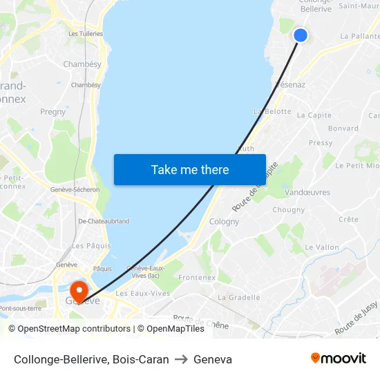 Collonge-Bellerive, Bois-Caran to Geneva map