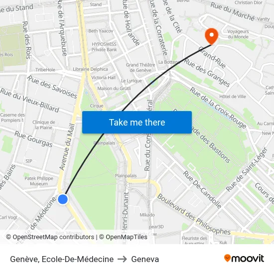 Genève, Ecole-De-Médecine to Geneva map