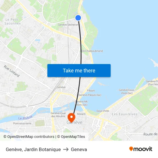 Genève, Jardin Botanique to Geneva map