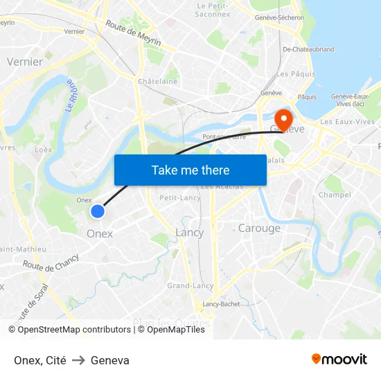 Onex, Cité to Geneva map