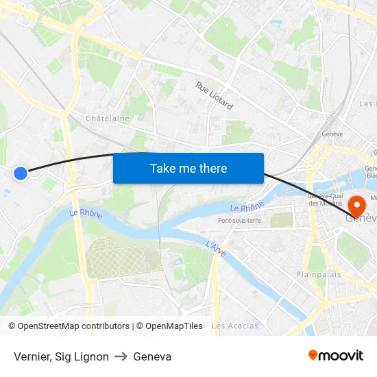 Vernier, Sig Lignon to Geneva map