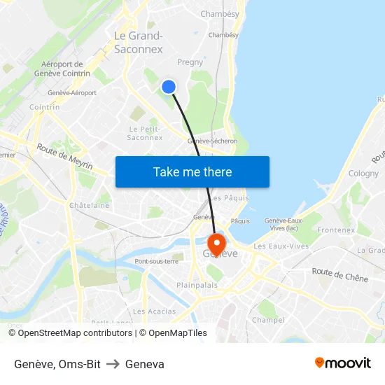 Genève, Oms-Bit to Geneva map