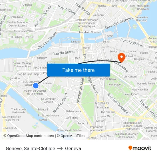 Genève, Sainte-Clotilde to Geneva map