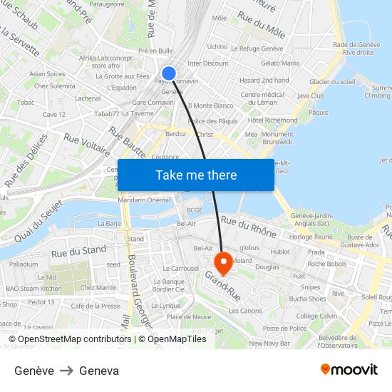 Genève to Geneva map