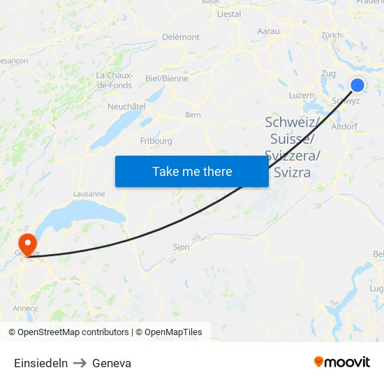 Einsiedeln to Geneva map