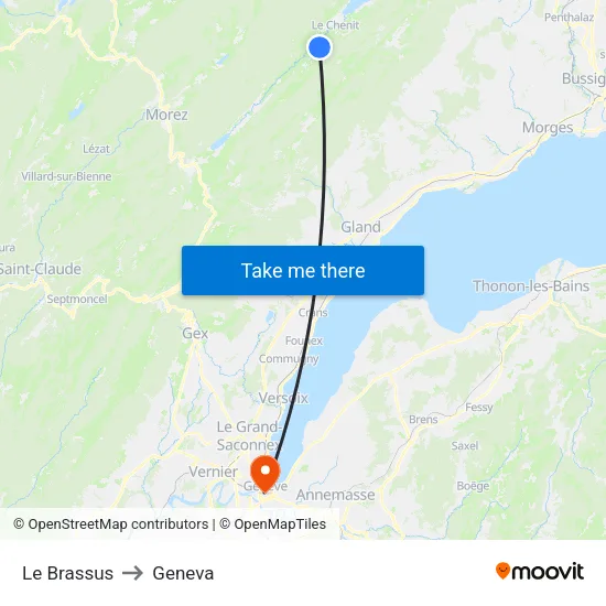 Le Brassus to Geneva map