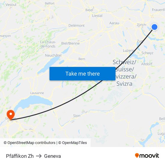 Pfäffikon Zh to Geneva map