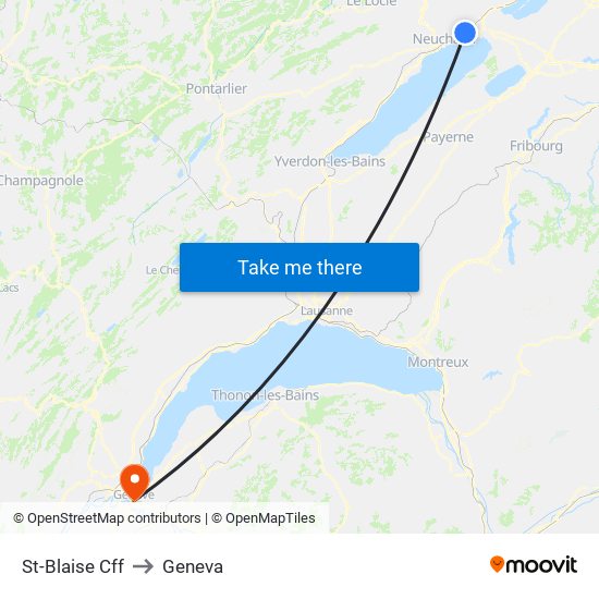 St-Blaise Cff to Geneva map