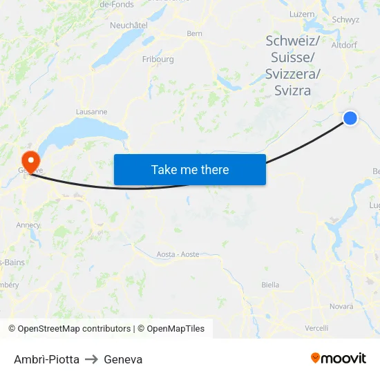 Ambrì-Piotta to Geneva map