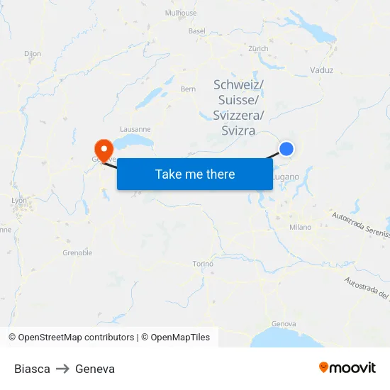 Biasca to Geneva map