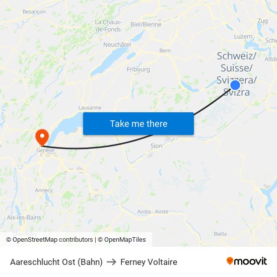 Aareschlucht Ost (Bahn) to Ferney Voltaire map