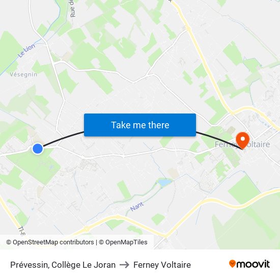 Prévessin, Collège Le Joran to Ferney Voltaire map