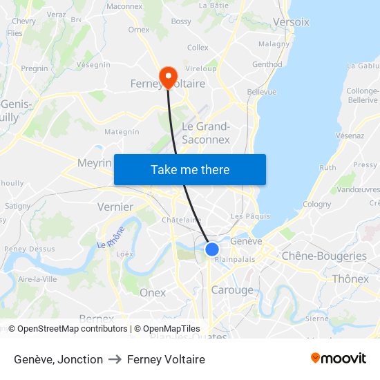 Genève, Jonction to Ferney Voltaire map