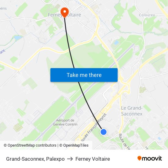Grand-Saconnex, Palexpo to Ferney Voltaire map